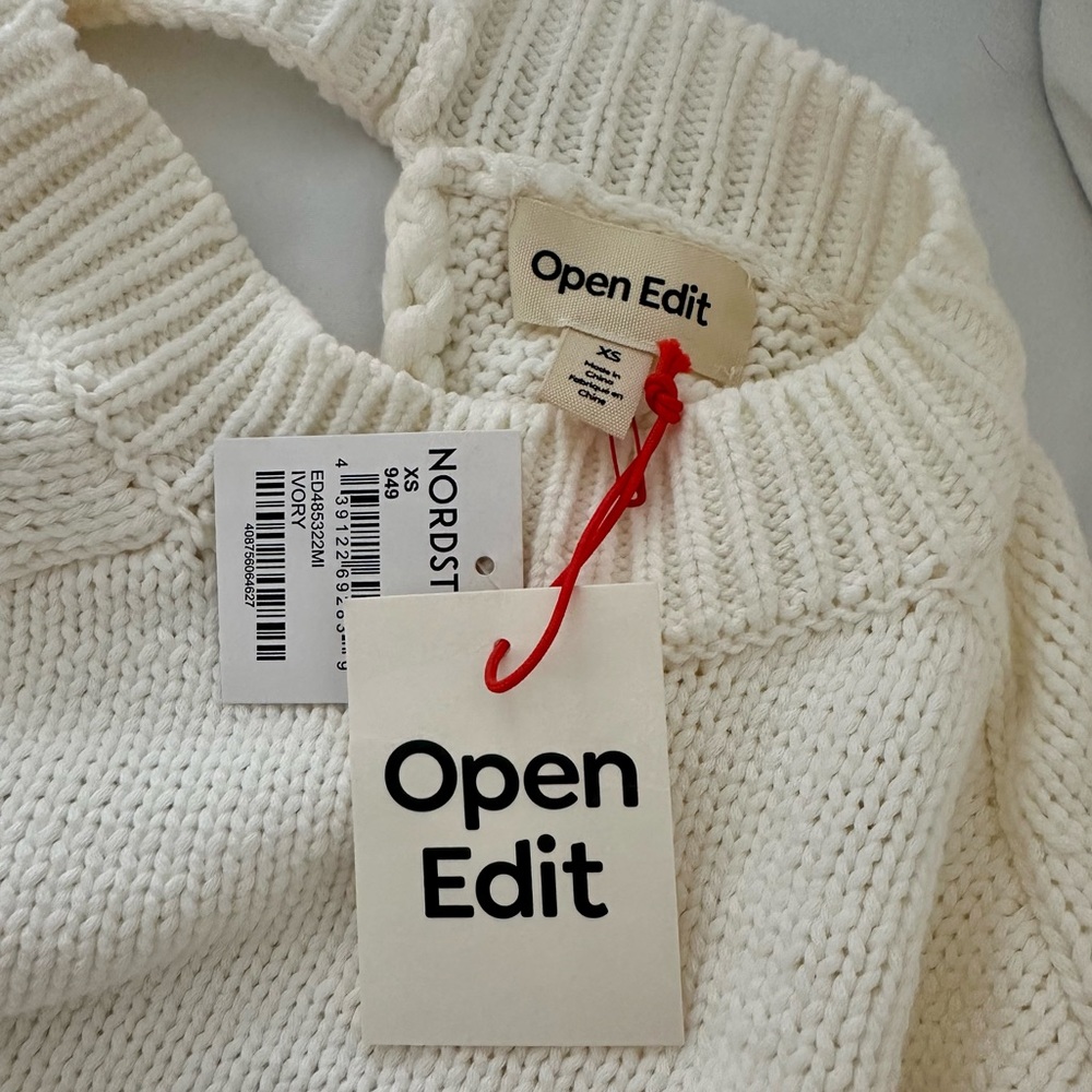 Open Edit NWT Ivory Open-Back Sweater